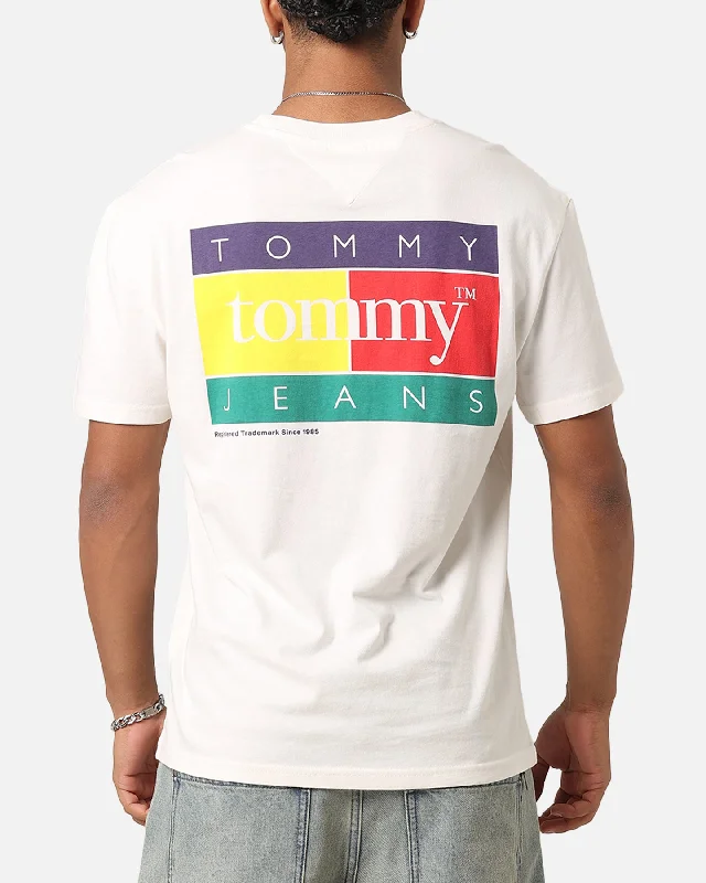 Tommy Jeans Pop Color Flag T-Shirt Ancient White-- Embroidered Appliqued Beaded