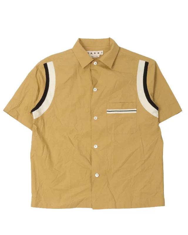 Bowling Shirt-- Denim Fabric Leather Fabric Suede Fabric