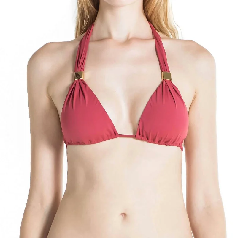 Nina Halter Bikini Top With Pads In Terracotta Side-tie bikini, Adjustable, Trendy, Comfortable