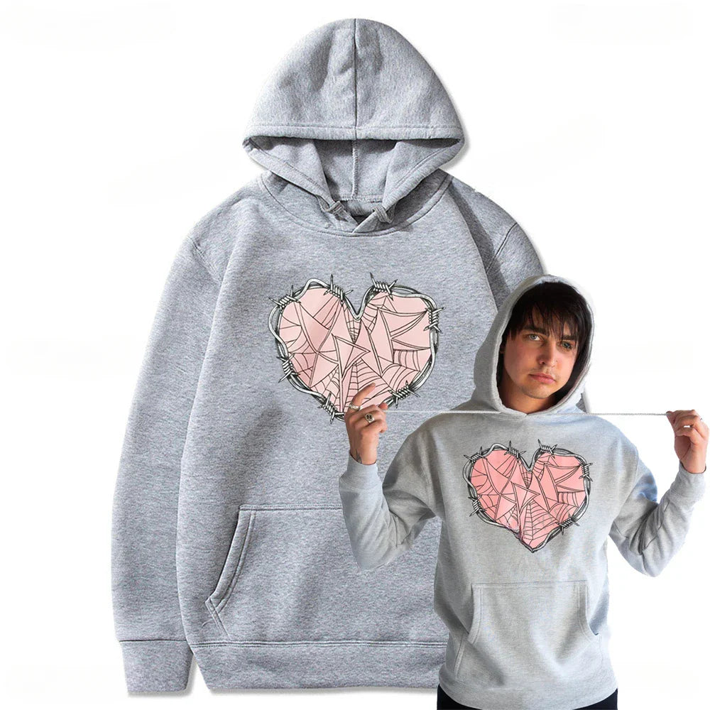 2024 Fashion Clothes XPLR Sam and Colby Merch Web Heart Hoodie Long Sleeve Women Men Sweatshirt Casual Style Harajuku Streetwear Hoodie with Tie-Dye Psychedelic Retro