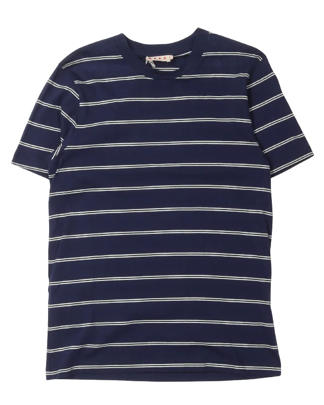 Stripe Print T-Shirt-- Zippered Front Buttoned Front Snap Front