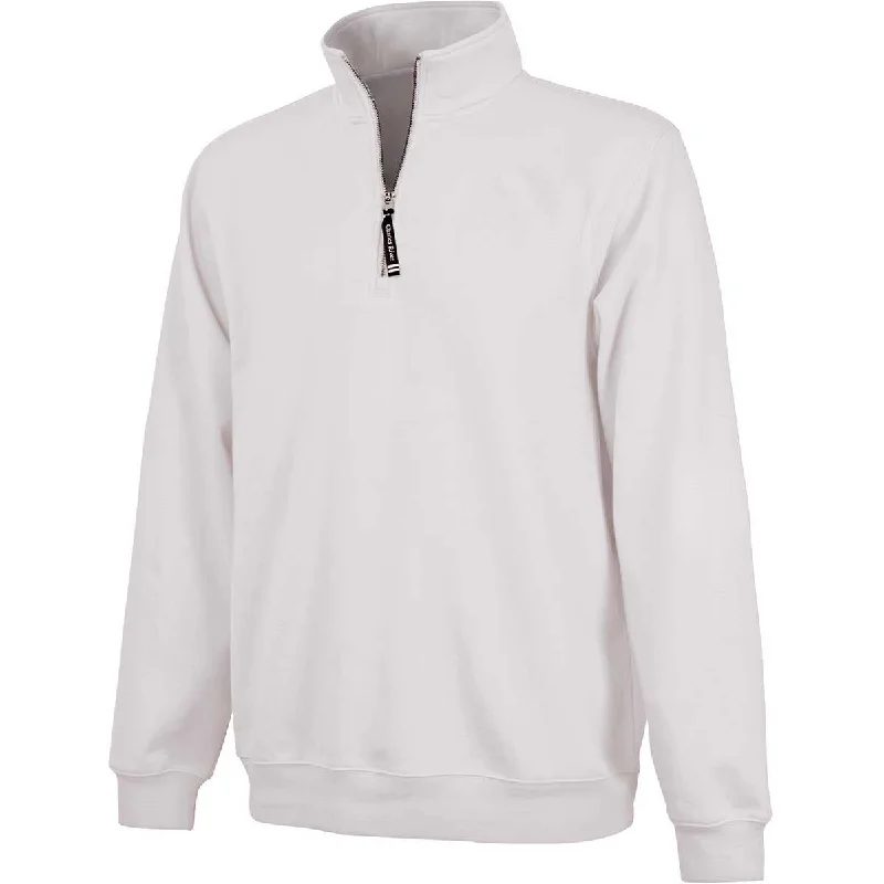 Charles River Unisex White Crosswind Quarter Zip Sweatshirt Hoodie with Illustration Artistic Creative