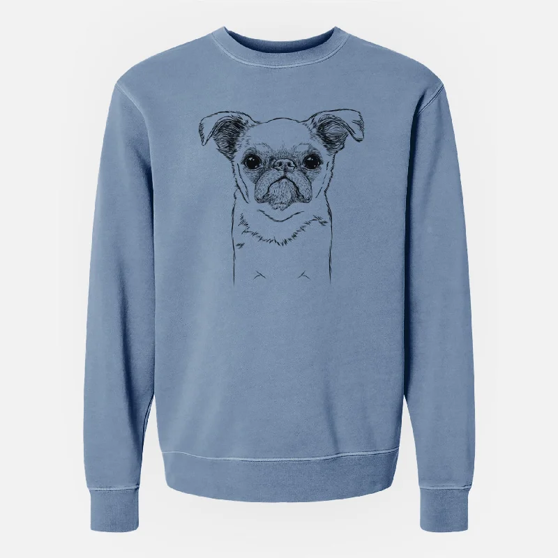 Bare Petit Penny the Brussels Griffon - Unisex Pigment Dyed Crew Sweatshirt Hoodie with Illustration Artistic Creative