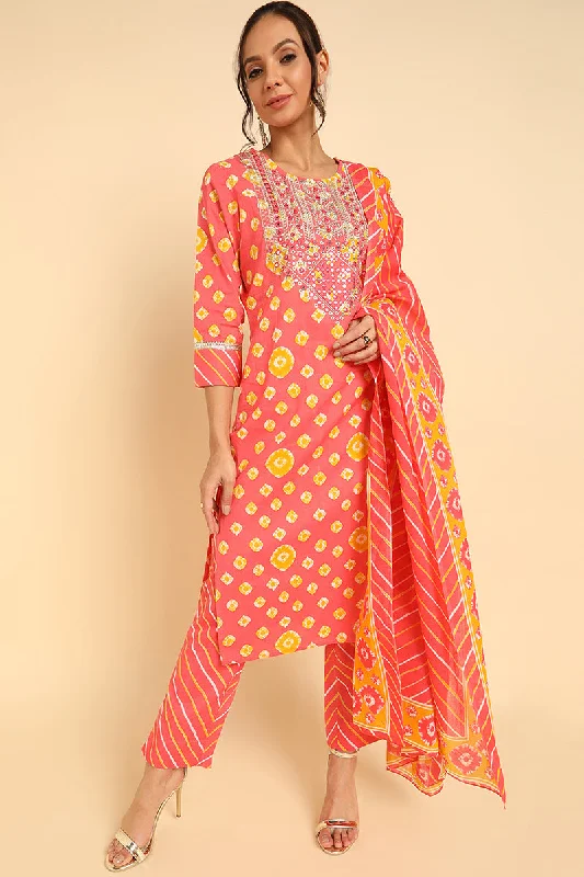 Women's Pure Cotton Printed Kurta Pants With Dupatta Set  - Ahika Cozy Lounge Pants