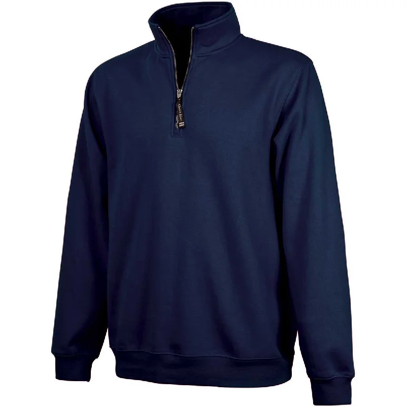 Charles River Unisex Navy Crosswind Quarter Zip Sweatshirt Hoodie with Thumb Holes Functional Cozy