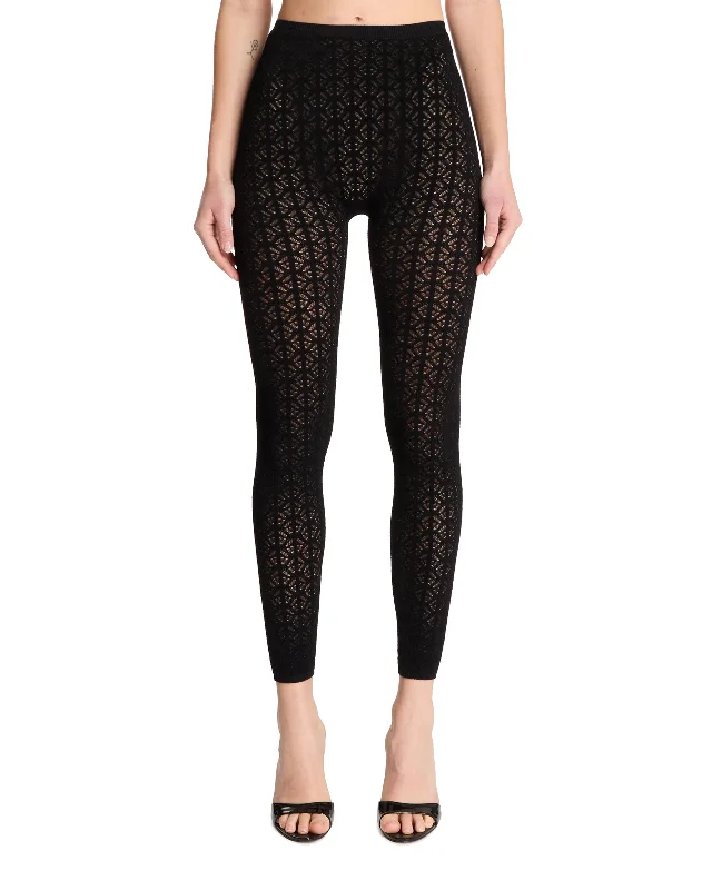 Leggings Neri In Maglia Con Pizzo Comfortable Running Leggings