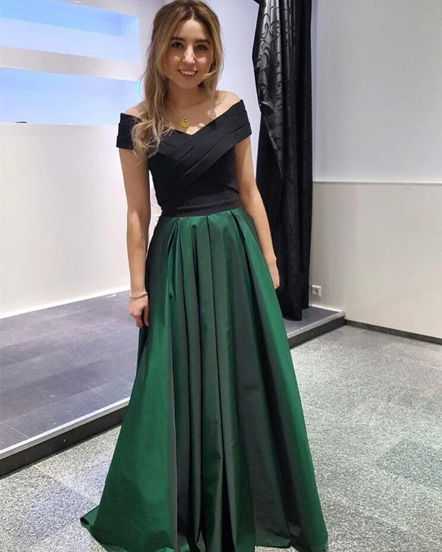 Black Velvet Off Shoulder Taffeta Prom Dresses Long Tunics Versatile all-occasion