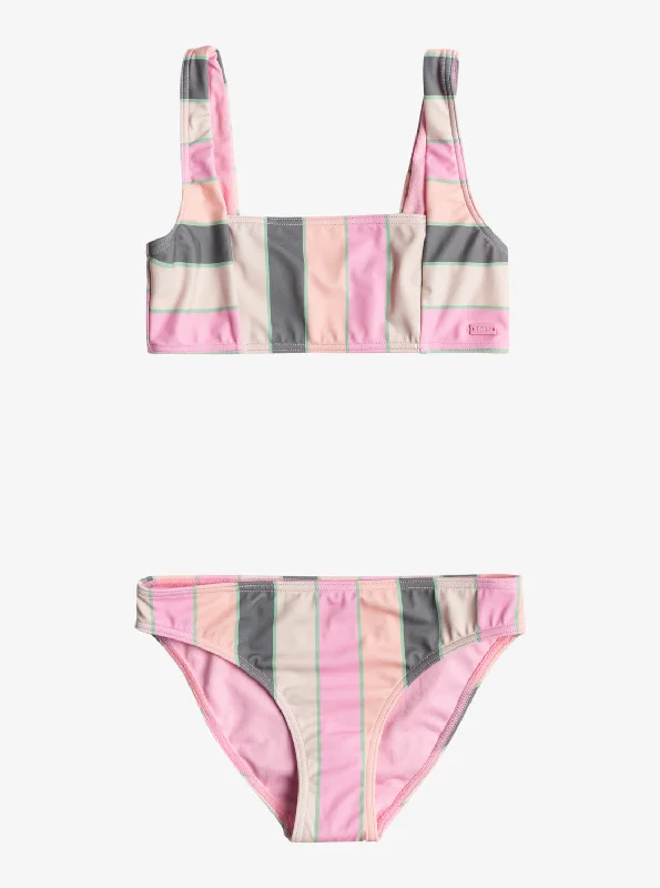 Girls 7-16 Very Vista Bralette Set Bikini Set - Agave Green Very Vista Stripe Tie-dye bikini, Fun design, Colorful, Trendy