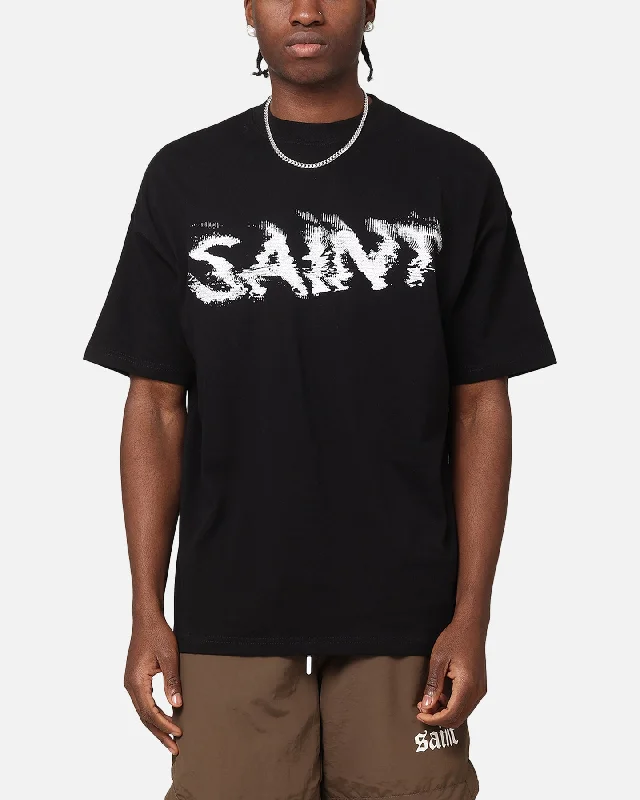 Saint Morta System Overload Boxy T-Shirt Black-- Jersey Fabric Tulle Fabric Batik Fabric