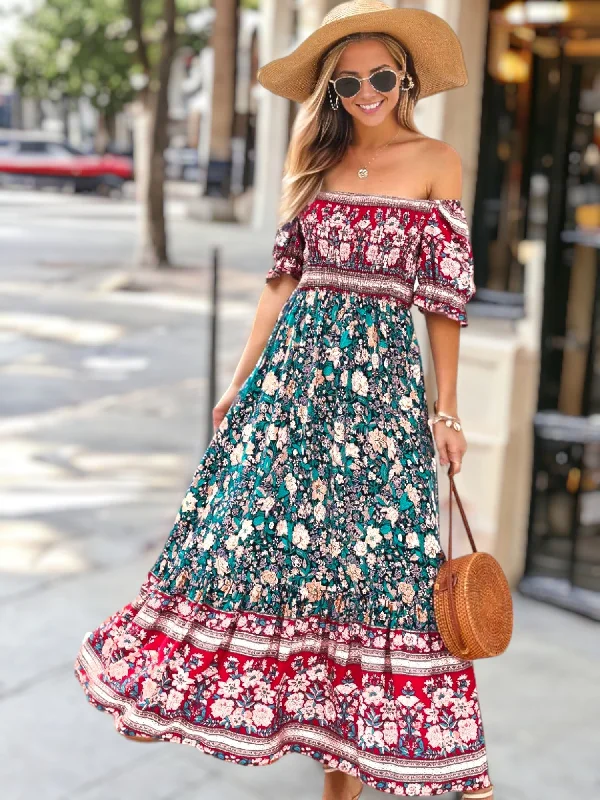 Multicolor Off-Shoulder Bohemian Dress Tunics Top rated