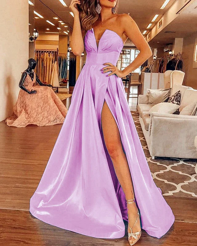 Strapless Prom Long Dresses Side Split Tunics Luxurious premium