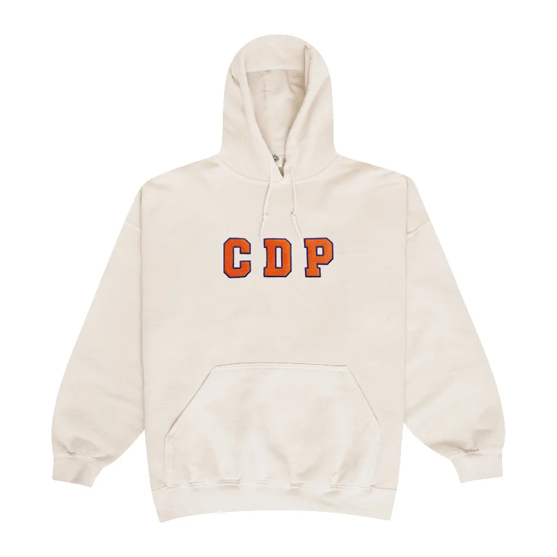 Club de Padel 'Varsity' Vintage Washed Hoodie - Cream Hoodie with Distressed Vintage Worn
