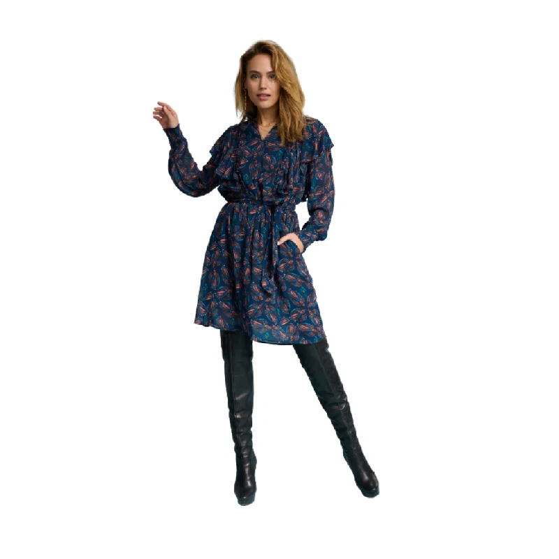 Mythical Birds Dress Boat Neckline Classic