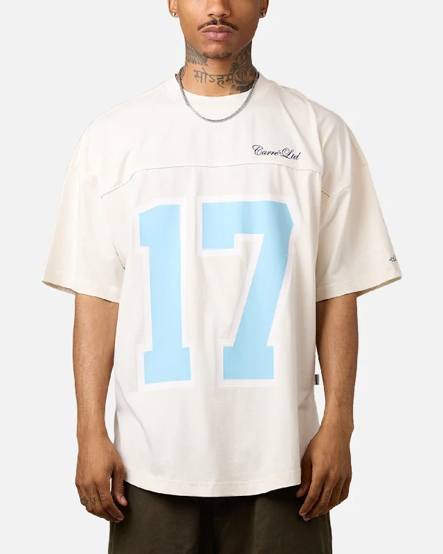 Carre Hitta Grid Iron T-Shirt Off White-- Chenille Blend Fleece Blend Nylon Blend