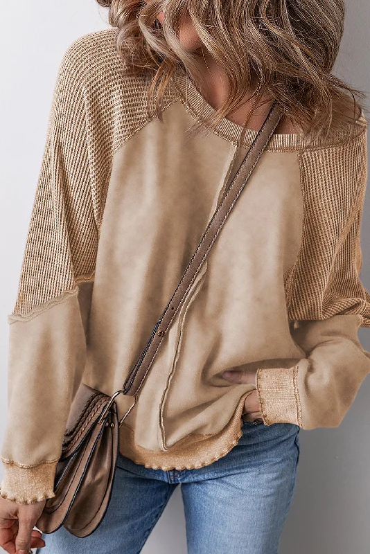 Cozy Weekend Sweatshirt - Taupe Hoodie with Tied Waist Feminine Flattering