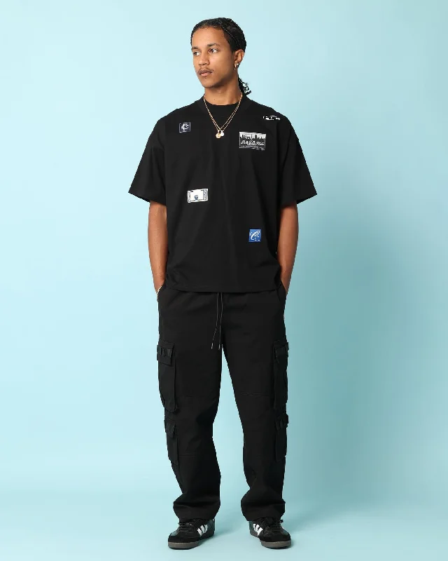 Carré Patchwork Oversized T-Shirt Black-- Anti-Shrink Durable Soft