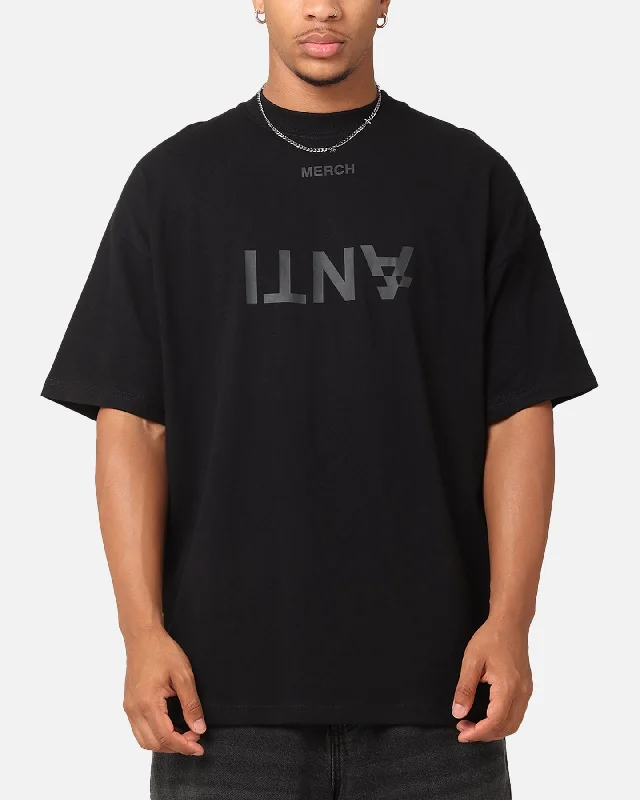 The Anti Order Merch Boxy T-Shirt Black/Black-- Lace Blend Ribbed Blend Corduroy Blend