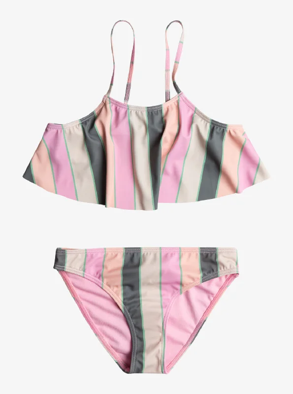 Girls 7-16 Very Vista Flutter Set Bikini Set - Agave Green Very Vista Stripe Tied bikini top, Adjustable, Comfortable, Trendy