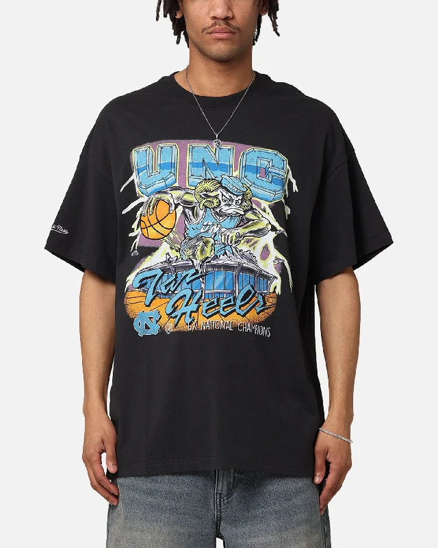 Mitchell & Ness Tar Heels Electric UNC T-Shirt Faded Black-- Satin Blend Silk Blend Wool Blend