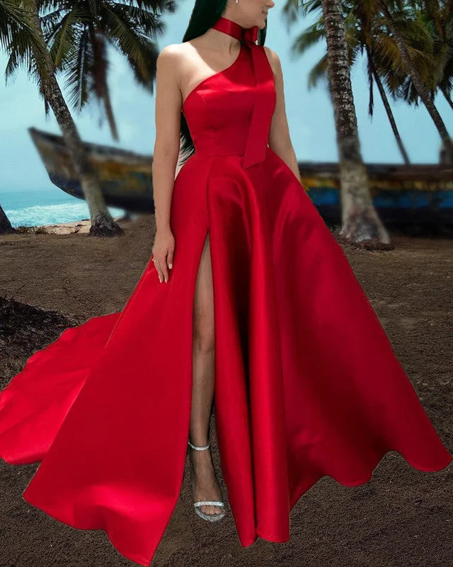 Sexy One Shoulder Prom Dresses With Slit Tunics Favorite customer