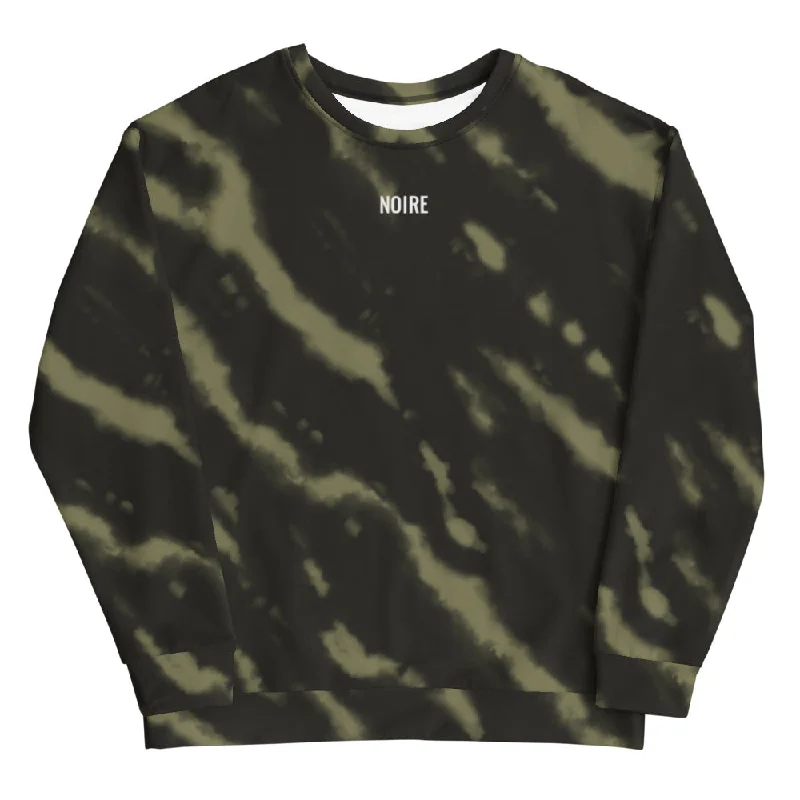 Tie Dye Sweatshirt- Green Hoodie with Toggle Buttons Decorative Unique