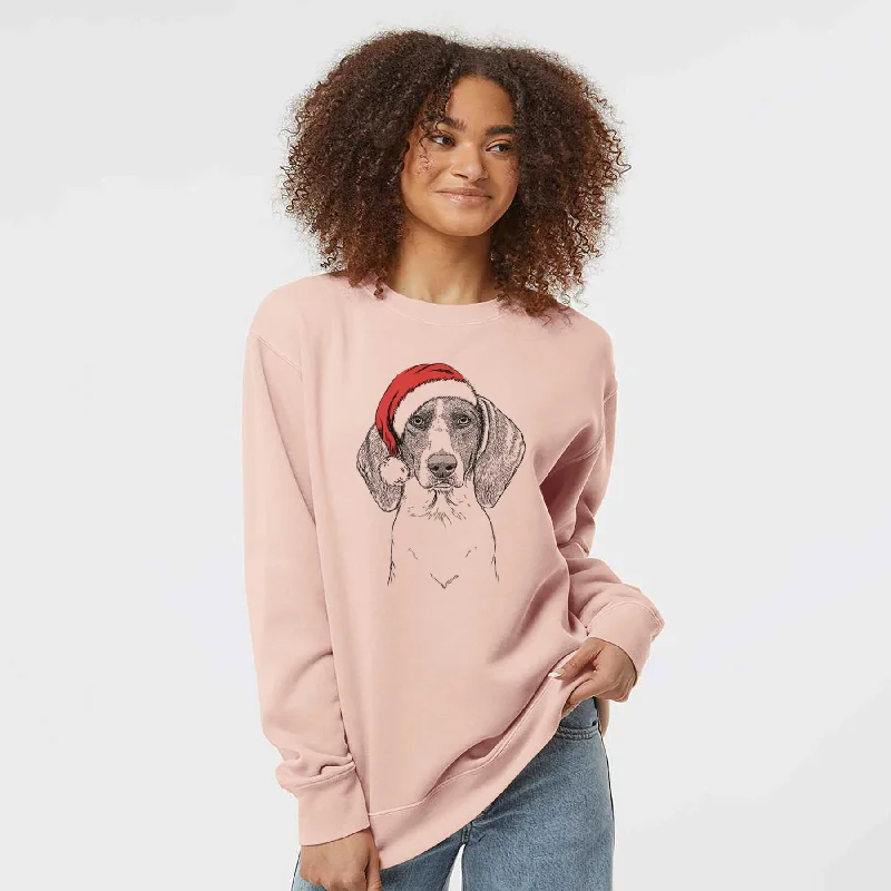 Santa Orin the Treeing Walker Coonhound - Unisex Pigment Dyed Crew Sweatshirt Hoodie with Sequins Glamorous Eye-catching