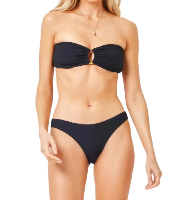 Ribbed Rocky Bikini Bottom In Black Monokini bikini, Elegant, Sexy, Fashionable