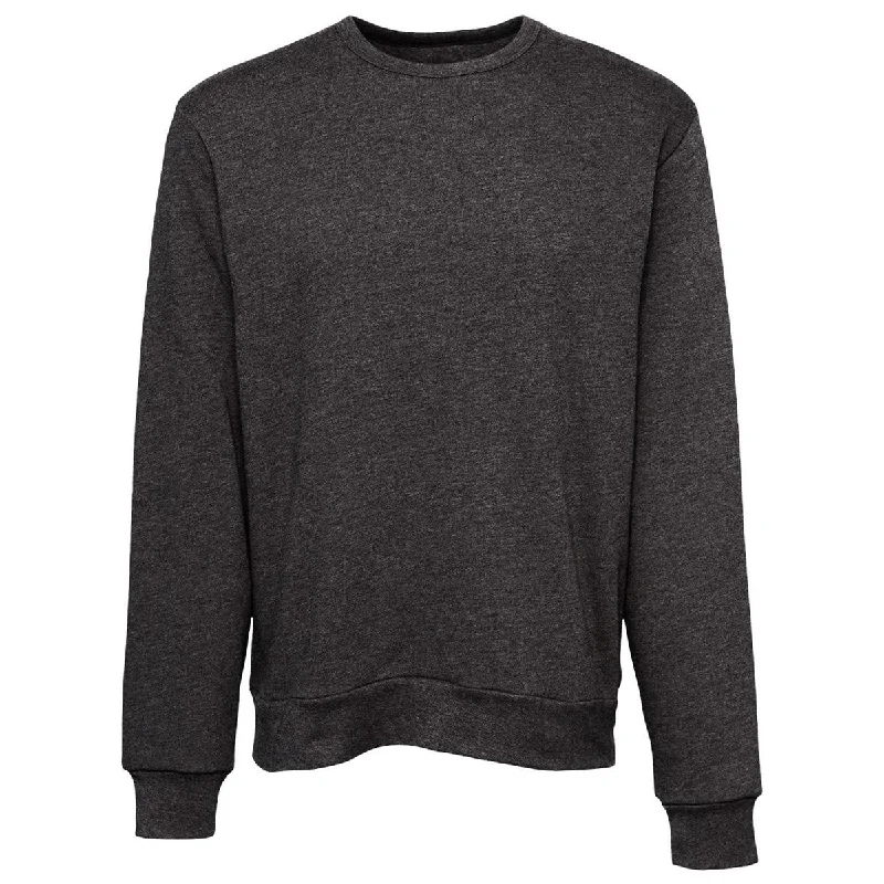 Bella + Canvas Unisex Dark Grey Heather Sponge Fleece Classic Crewneck Sweatshirt Hoodie with Batwing Sleeves Loose Dramatic