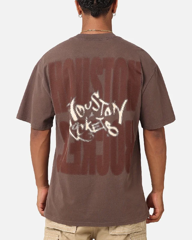 Mitchell & Ness Houston Rockets AG T-Shirt Brown-- Boxy Fit Fitted Loose