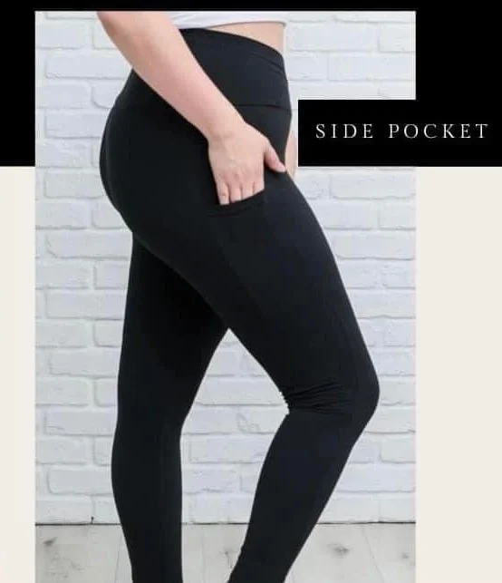 Black Pocketed Leggings Trendy Fitness Leggings