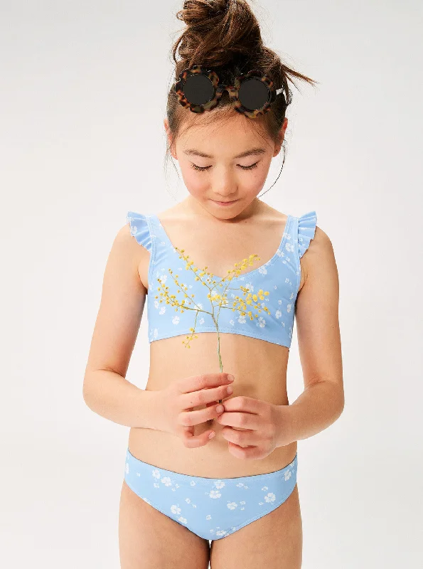 Girls 7-16 Dreamer Ruffle Bralette Bikini Set - Bel Air Blue New Dreamer Rg Tie-side bikini, Adjustable, Sexy, Comfortable
