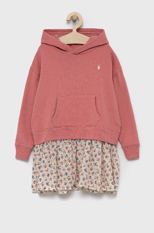 Ralph Lauren Polo Girls' Fleece Hoodie Dress Size 16 Years ** V512 Hoodie with Hem Raw Edge Edgy Unfinished