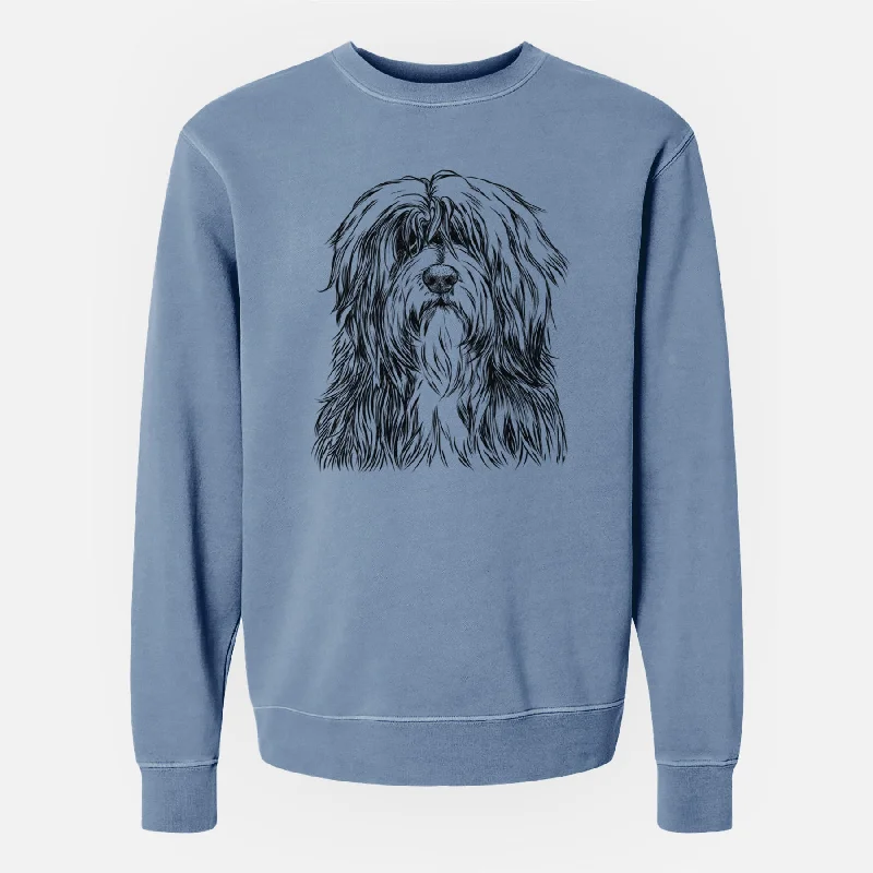 Bare Otto the Polish Lowland Sheepdog - Unisex Pigment Dyed Crew Sweatshirt Hoodie with Magnetic Closure Innovative Modern