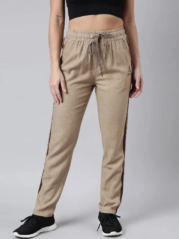 Women Solid Slim Fit Brown Track Pant-AF-1614-Brown Trendy Wide-Legged Trousers