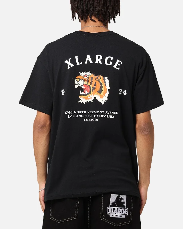 X-Large North Vermont Ave T-Shirt Solid Black-- Zippered Front Buttoned Front Snap Front