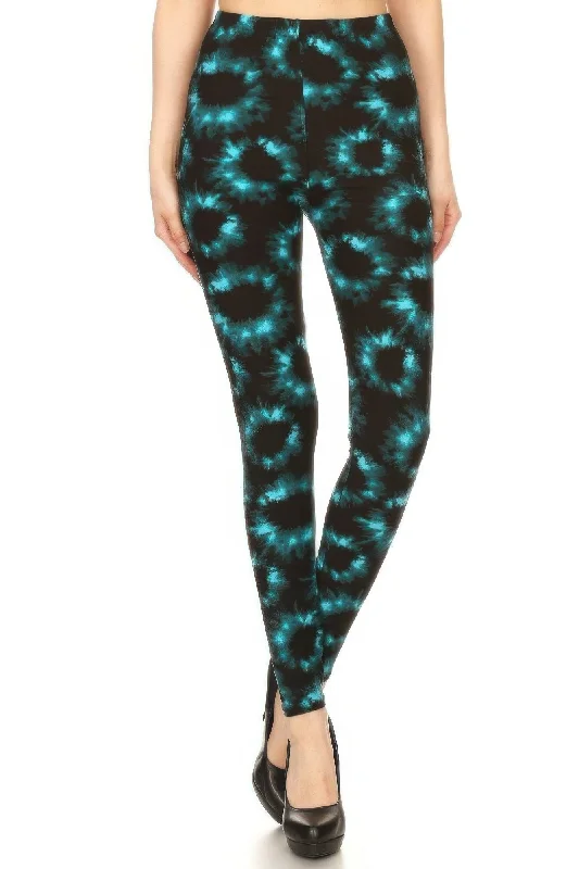 Tie Dye Rinted, Full Length, High Waisted Leggings Stylish Pockets Active Leggings