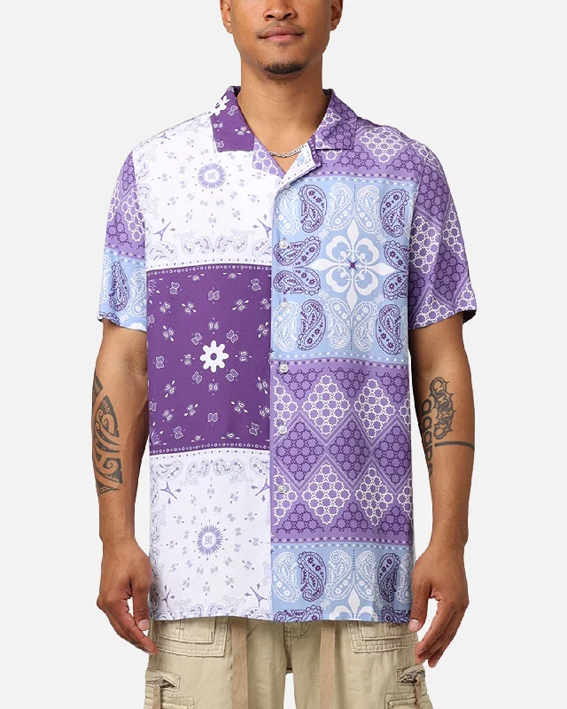 Carré Bandana Ultra Button Up Shirt Purple-- Knit Fabric Woven Fabric Fleece Fabric