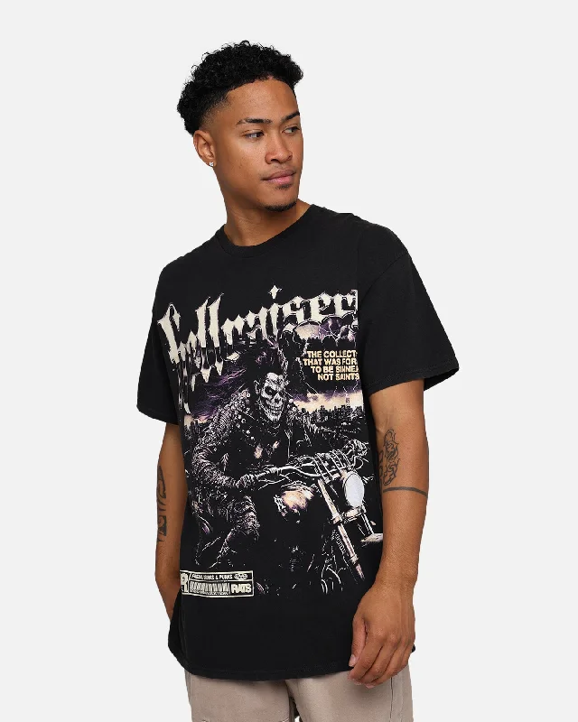 Rats Get Fat Hellraisers T-Shirt Black Wash-- Graphic T-Shirt Round Neck Polyester