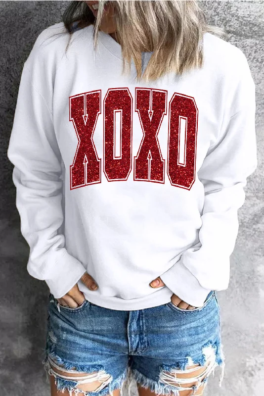 Sequined Print Sweatshirt Hoodie with Zipper Placket Modern Functional