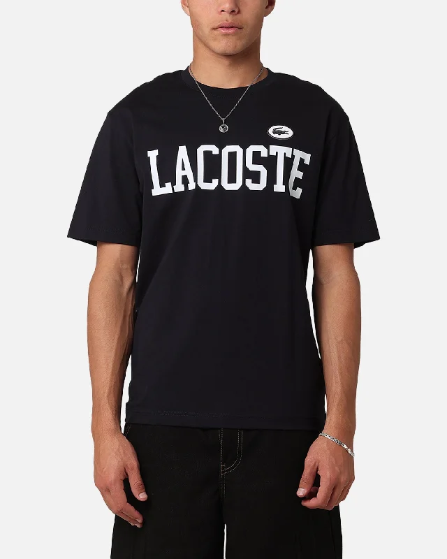 Lacoste French Iconics T-Shirt Black-- Cotton Fabric Linen Fabric Terry Fabric