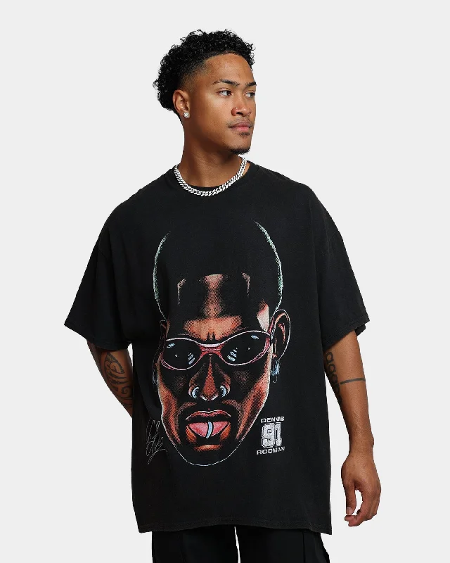 Rodman Brand 91 Face Vintage T-Shirt Washed Black-- Machine Wash Dry Clean Hand Wash