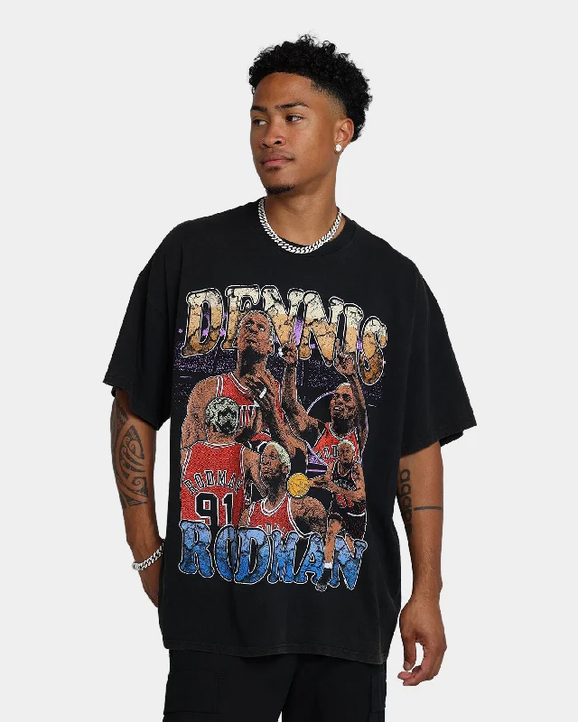 Rodman Brand Cartoon Vintage T-Shirt Washed Black-- Cozy Warm Stylish