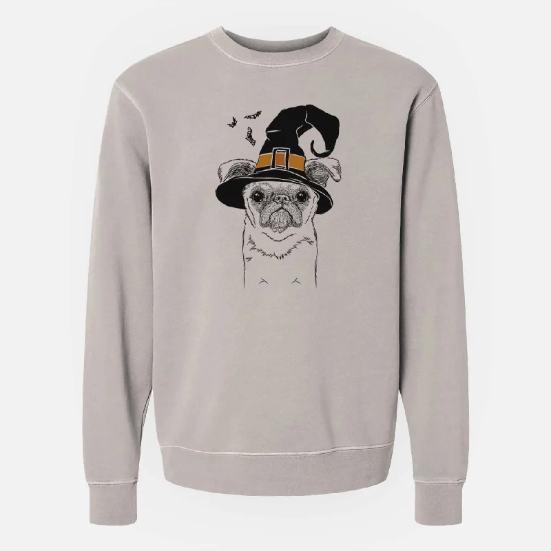 Witch Petit Penny the Brussels Griffon - Unisex Pigment Dyed Crew Sweatshirt Hoodie with Pattern Geometric Abstract