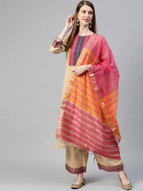 Women's Cotton Printed Kurta Pant Dupatta Set - Ahika Trendy Printed Pants