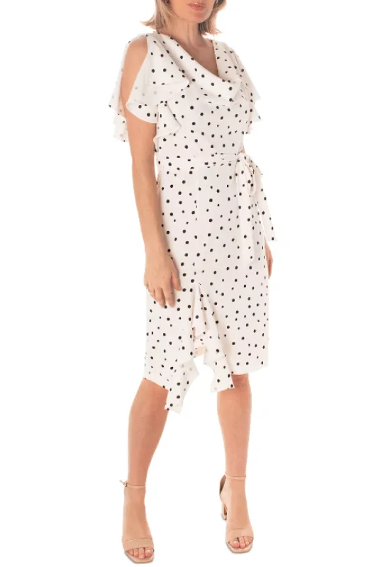 Maison Tara 95783M - Flutter Sleeve Cowl Dress Casual Short Summer
