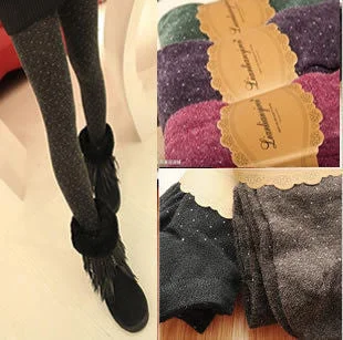 Fashion Warm Wool pants Blend Wave Winter Thin Bottoming Good Elasticity Leggings women tights leggings Comfortable Athletic Tights