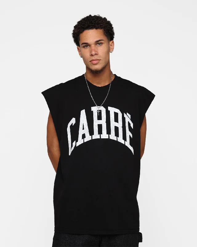 Carre Arch Muscle T-Shirt Black-- Beaded Sequined Faux Fur