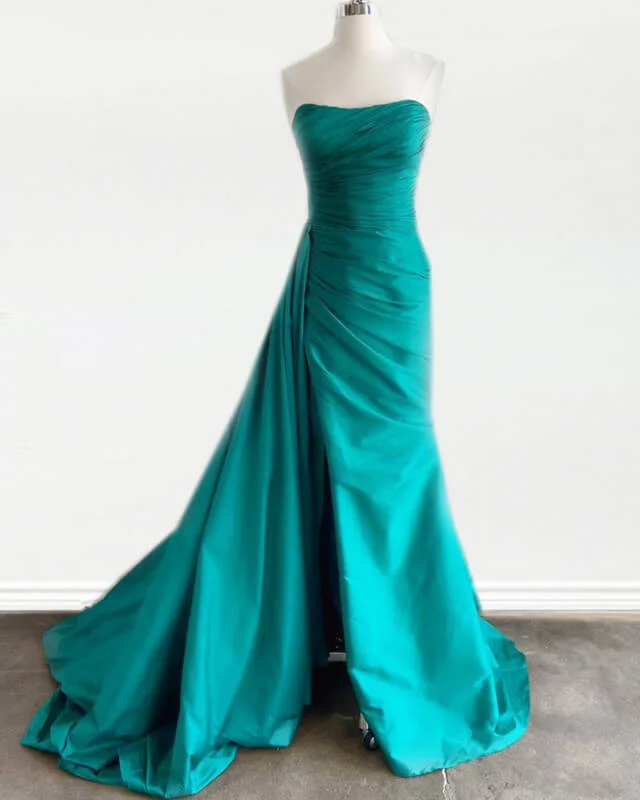 Teal Green Strapless Prom Dresses Tunics Leisure comfortable