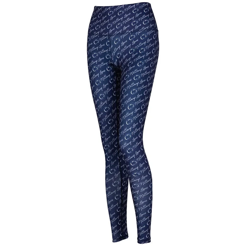 ZooZatz Nittany Lion Script Cheer Leggings Fashionable Leather-Look Leggings