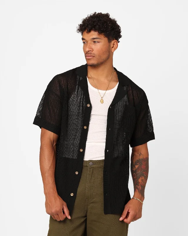 XXIII Ryda Button Up Shirt Black-- Silk Blend Satin Velvet